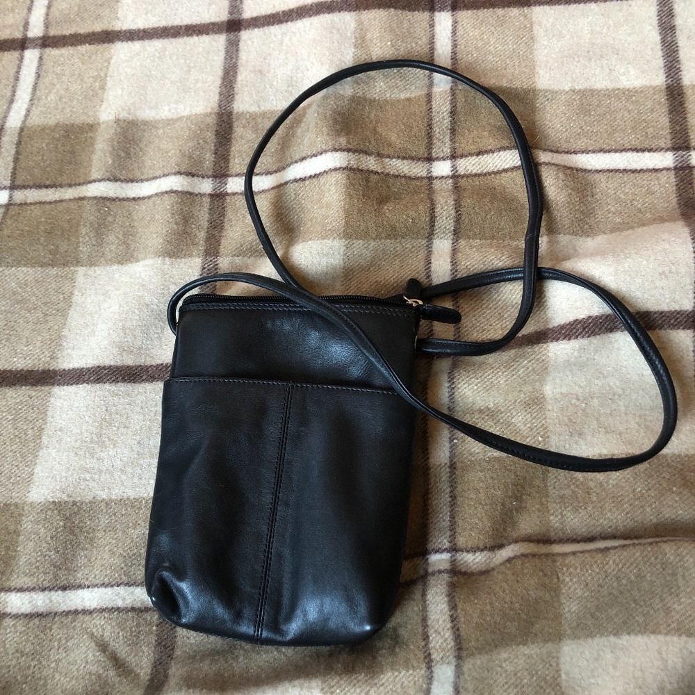 RFID real leather crossbody bag